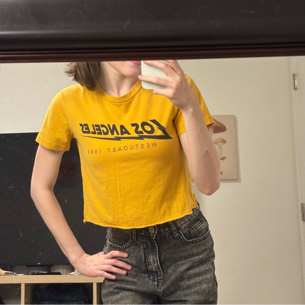 Riot Queen XS Los Angeles Mustard Crop Top